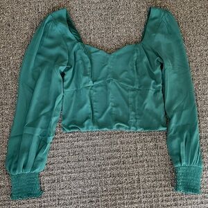 Abercrombie Green Cropped Longsleeve
